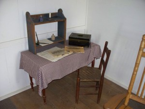 A desk in the Ray House.